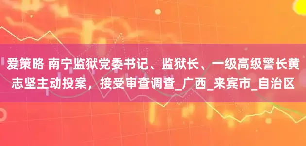 爱策略 南宁监狱党委书记、监狱长、一级高级警长黄志坚主动投案，接受审查调查_广西_来宾市_自治区