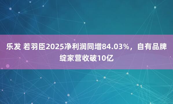 乐发 若羽臣2025净利润同增84.03%，自有品牌绽家营收破10亿